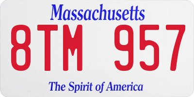 MA license plate 8TM957