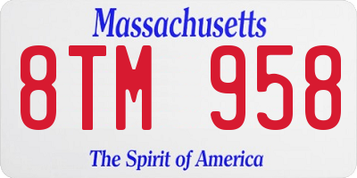 MA license plate 8TM958