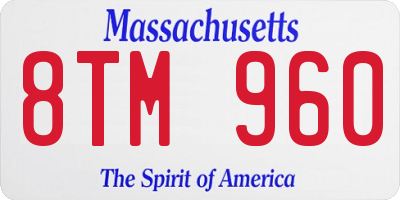 MA license plate 8TM960