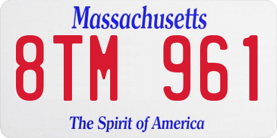 MA license plate 8TM961
