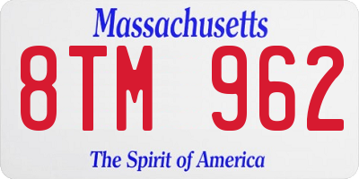 MA license plate 8TM962