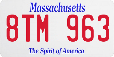 MA license plate 8TM963
