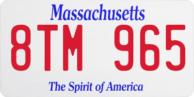 MA license plate 8TM965
