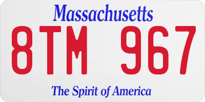 MA license plate 8TM967