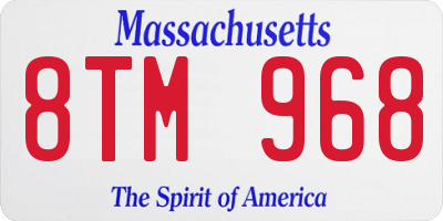 MA license plate 8TM968