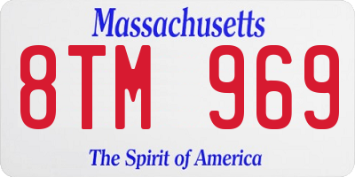 MA license plate 8TM969