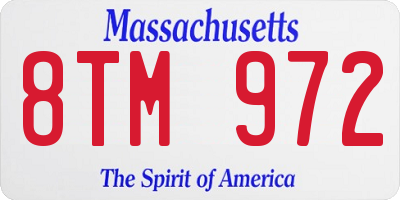 MA license plate 8TM972