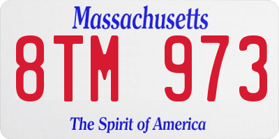 MA license plate 8TM973