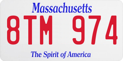 MA license plate 8TM974