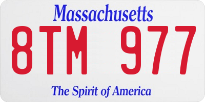 MA license plate 8TM977