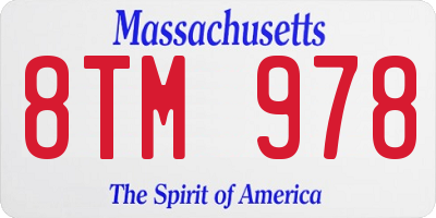 MA license plate 8TM978