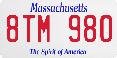 MA license plate 8TM980