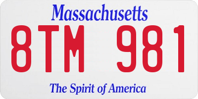 MA license plate 8TM981
