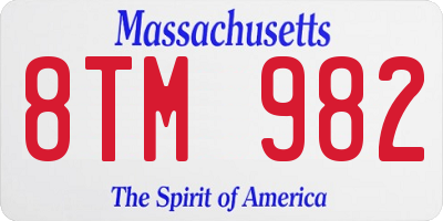 MA license plate 8TM982