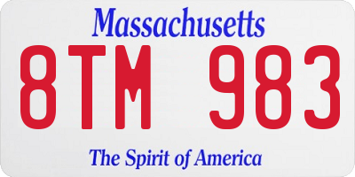 MA license plate 8TM983