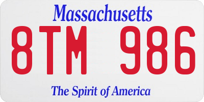 MA license plate 8TM986