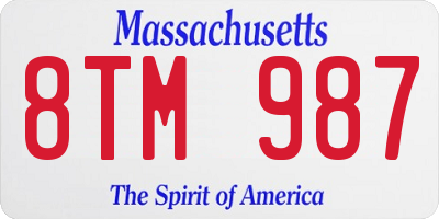 MA license plate 8TM987