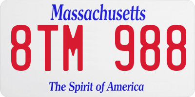 MA license plate 8TM988