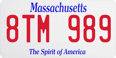 MA license plate 8TM989