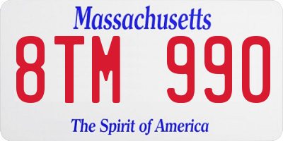 MA license plate 8TM990