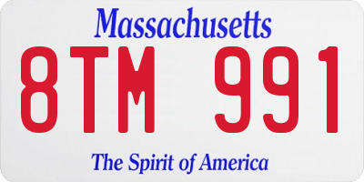 MA license plate 8TM991