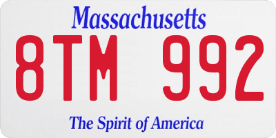 MA license plate 8TM992