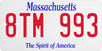 MA license plate 8TM993