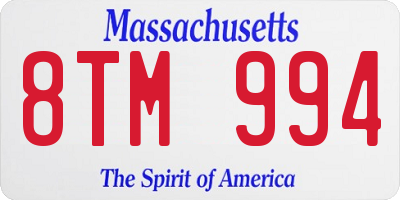 MA license plate 8TM994