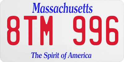 MA license plate 8TM996