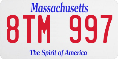 MA license plate 8TM997
