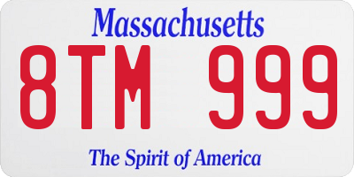 MA license plate 8TM999