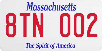 MA license plate 8TN002
