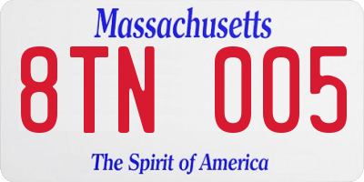 MA license plate 8TN005