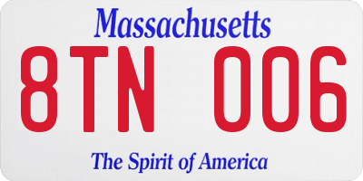MA license plate 8TN006