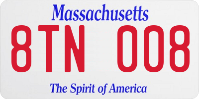 MA license plate 8TN008