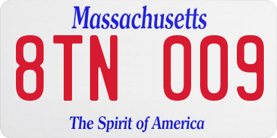 MA license plate 8TN009