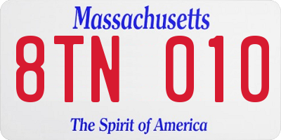 MA license plate 8TN010