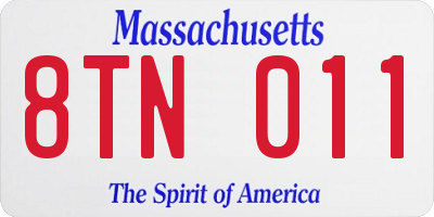 MA license plate 8TN011
