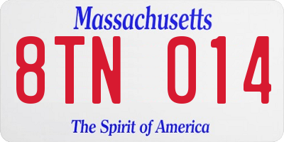MA license plate 8TN014