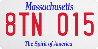MA license plate 8TN015