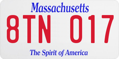 MA license plate 8TN017