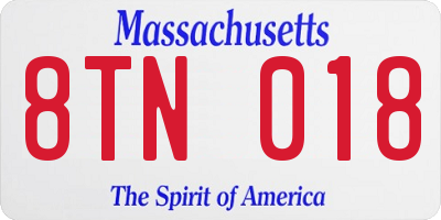 MA license plate 8TN018