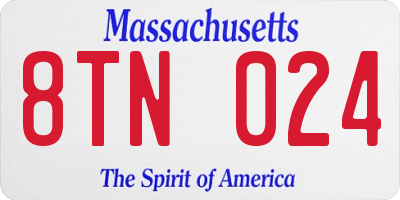 MA license plate 8TN024