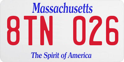 MA license plate 8TN026
