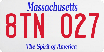 MA license plate 8TN027