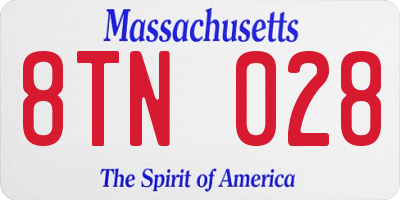 MA license plate 8TN028