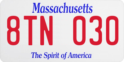 MA license plate 8TN030