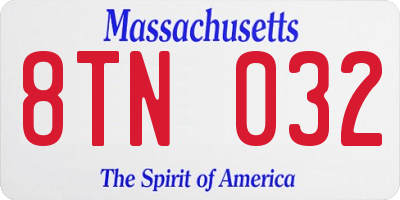 MA license plate 8TN032