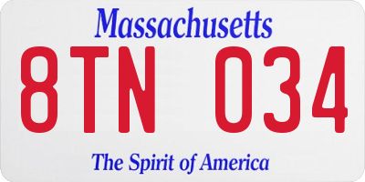 MA license plate 8TN034