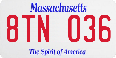 MA license plate 8TN036